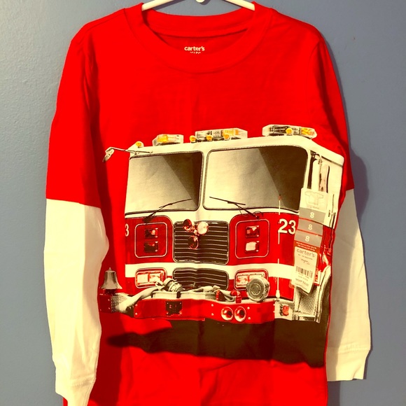 4T FIRE ENGINE TRUCK Long Sleeve Shirt Cotton Red NWT Boys Carter/'s 24 Months